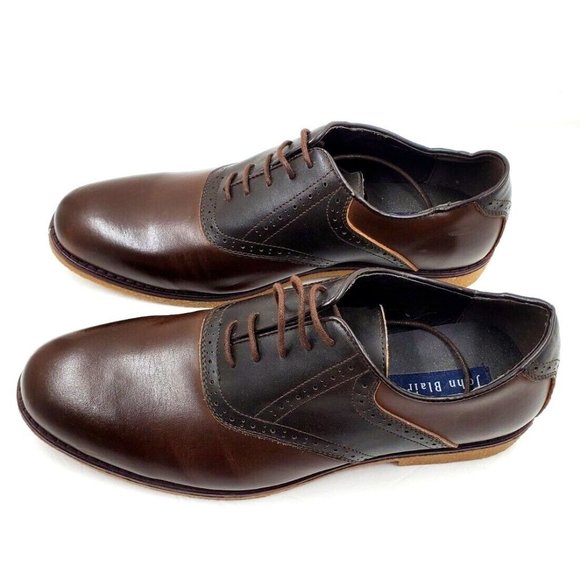 Men\'s John Blair Leather Brown on Brown Saddle Oxford Shoes Sz 12 main image 11